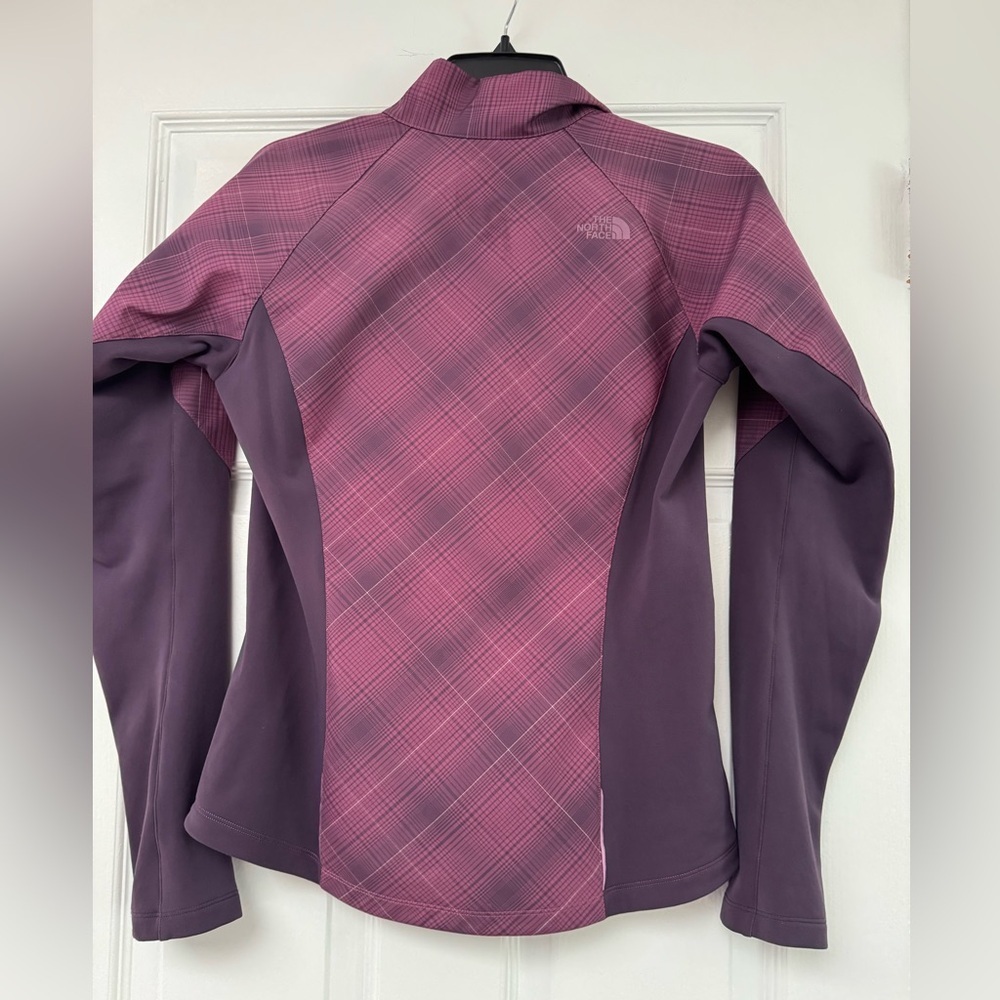 North Face S Purple grid plaid Jacket coat shell lightweight TNF - Picture 2 of 4